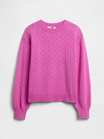 Gap Factory Kids Cashsoft Relaxed Pointelle Sweater In Purple
