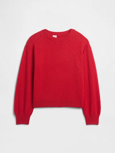 Gap Factory Kids Cashsoft Relaxed Pointelle Sweater In Red