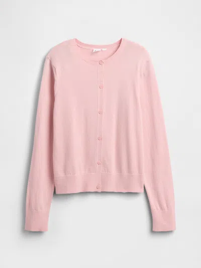 Gap Factory Kids Crewneck Cardigan In Pink