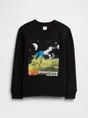 Gap Factory Kids Crewneck Graphic Sweatshirt In Black