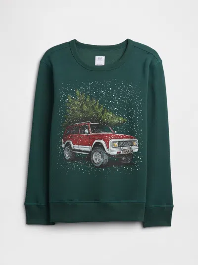 Gap Factory Kids Crewneck Graphic Sweatshirt In Green
