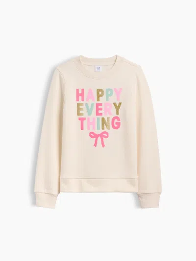 Gap Factory Kids Crewneck Sweatshirt In Ivory Happy Holidays