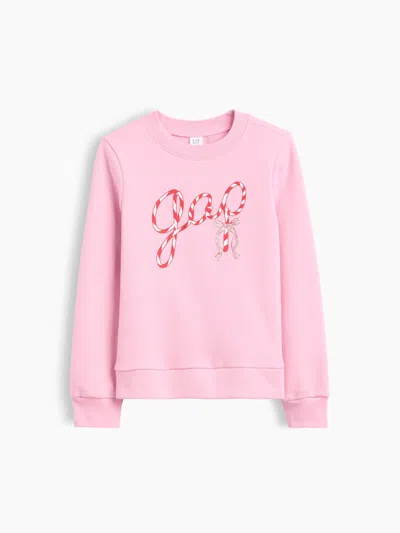 Gap Factory Kids Crewneck Sweatshirt In Pink Logo Candy Cane