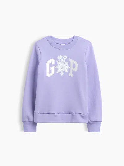 Gap Factory Kids Crewneck Sweatshirt In Snowflake Purple Logo