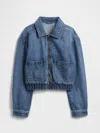 Gap Factory Kids Denim Zip Bomber Jacket In Purple