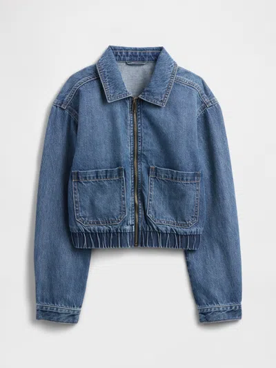 Gap Factory Kids Denim Zip Bomber Jacket In Purple