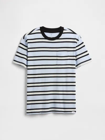 Gap Factory Kids Everyday Soft Stripe Pocket T-shirt In Blue