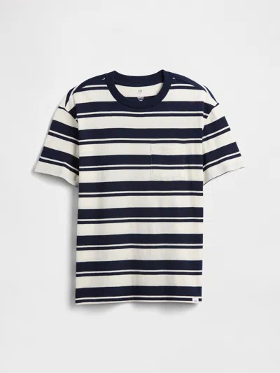 Gap Factory Kids Everyday Soft Stripe Pocket T-shirt In Blue