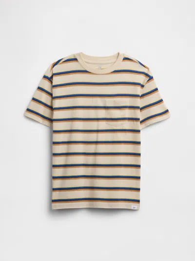 Gap Factory Kids Everyday Soft Stripe Pocket T-shirt In Neutral
