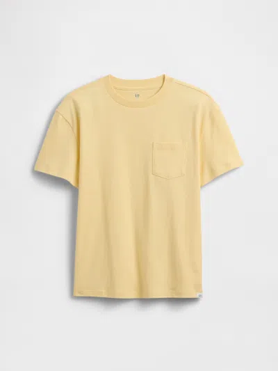 Gap Factory Kids Everyday Soft Stripe Pocket T-shirt In Yellow
