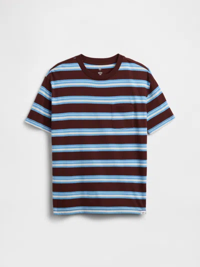 Gap Factory Kids Everyday Soft Stripe Pocket T-shirt In Brown
