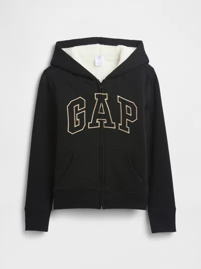 Gap Factory Kids Gap Logo Sherpa Hoodie In Black