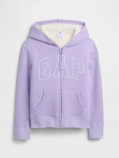 Gap Factory Kids Gap Logo Sherpa Hoodie In Purple