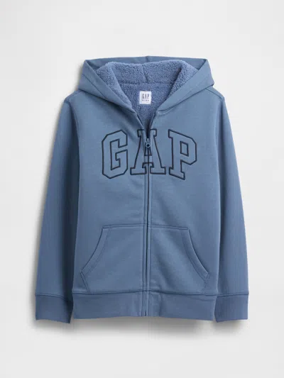 Gap Factory Kids Gap Logo Sherpa Zip Hoodie In Blue