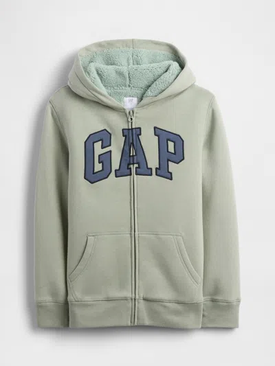 Gap Factory Kids Gap Logo Sherpa Zip Hoodie In Neutral