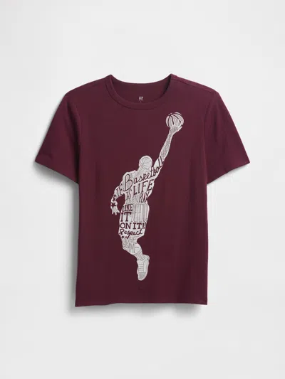 Gap Factory Kids Graphic T-shirt In Burgundy