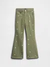 Gap Factory Kids High Rise Embroidered '70s Flare Jeans In Green