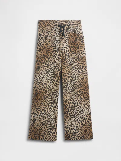 Gap Factory Kids High Rise Print Pull-on Wide Leg Jeans In Animal Print