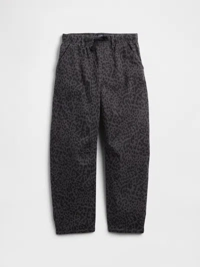 Gap Factory Kids High Rise Pull-on Barrel Jeans In Black