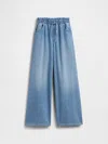 Gap Factory Kids High Rise Pull-on Paperbag Baggy Jeans In Blue