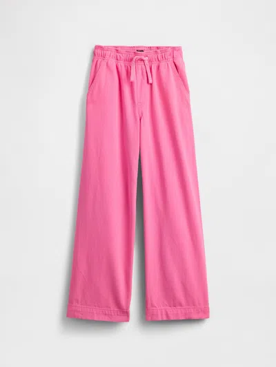 Gap Factory Kids High Rise Pull-on Wide-leg Jeans In Pink