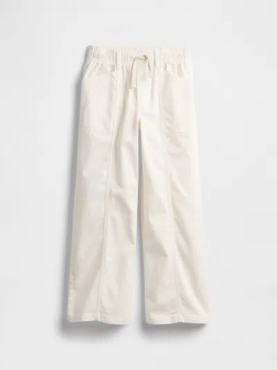 Gap Factory Kids High Rise Pull-on Wide-leg Utility Jeans In White