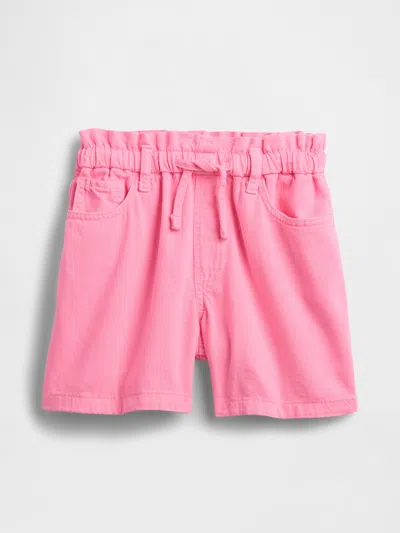 Gap Factory Kids High Rise Relaxed Pull-on Denim Shorts In Pink