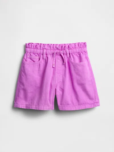 Gap Factory Kids High Rise Relaxed Pull-on Denim Shorts In Purple