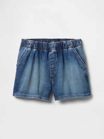 Gap Factory Kids High Rise Relaxed Pull-on Sweatpant Jean Shorts In Blue