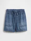 Gap Factory Kids High Rise Relaxed Pull-on Utility Shorts In Blue