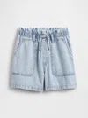 Gap Factory Kids High Rise Relaxed Pull-on Utility Shorts In Blue