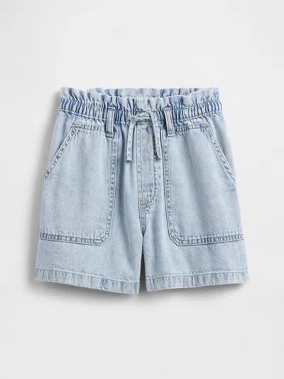 Gap Factory Kids High Rise Relaxed Pull-on Utility Shorts In Blue