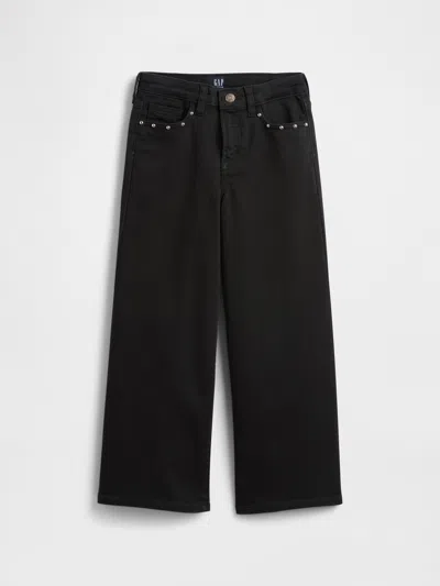 Gap Factory Kids High Rise Studded Wide-leg Jeans In Black