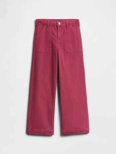 Gap Factory Kids High Rise Utility Wide-leg Jeans In Brown