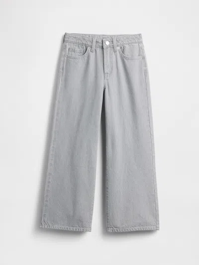 Gap Factory Kids High Rise Wide-leg Ankle Jeans In Gray