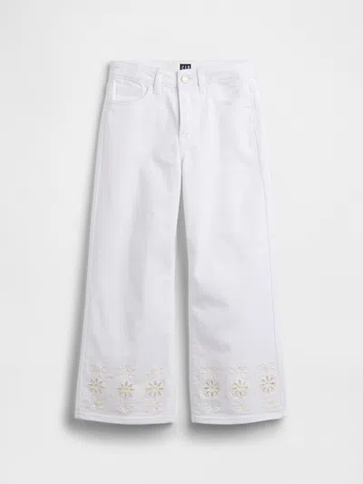 Gap Factory Kids High Rise Wide-leg Ankle Jeans In White
