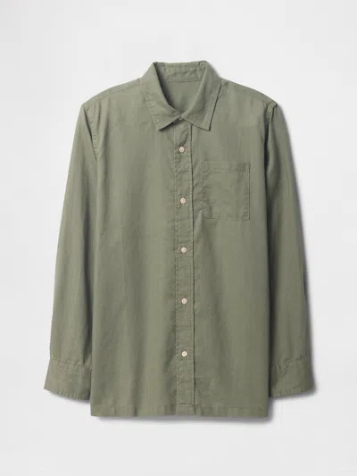 Gap Factory Kids Linen-blend Shirt In Green