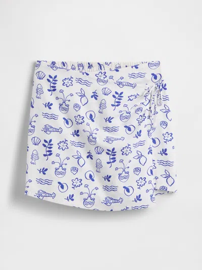 Gap Factory Kids Linen-blend Wrap Skort In Blue