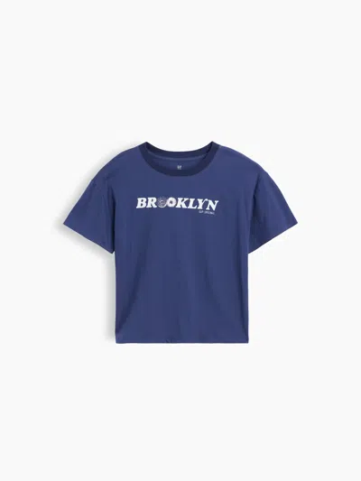 Gap Factory Kids Oversized Graphic T-shirt In Navy Blue Brooklyn
