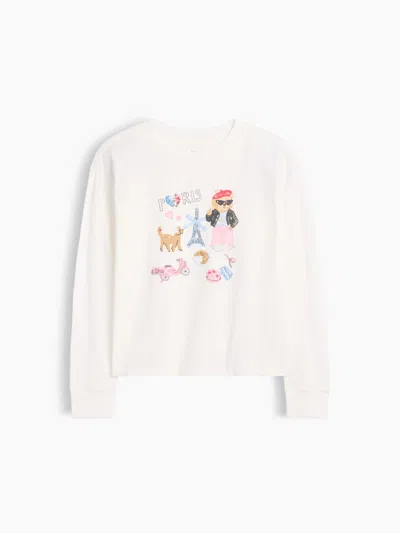 Gap Factory Kids Oversized Graphic T-shirt In Paris White