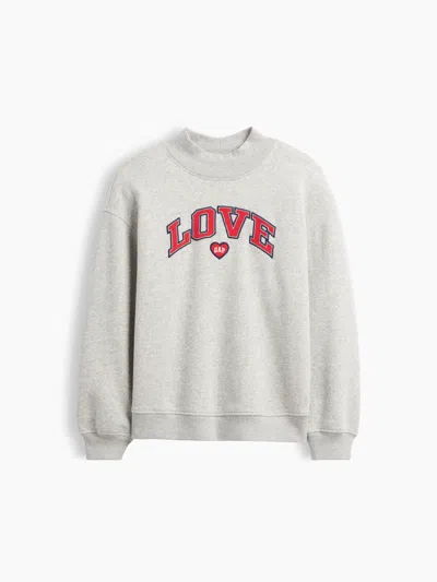 Gap Factory Kids Oversized Mockneck Gap Logo Sweatshirt In Gray Love Heart