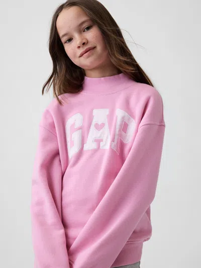 Gap Factory Kids Oversized Mockneck Logo Sweatshirt In Forever Pink