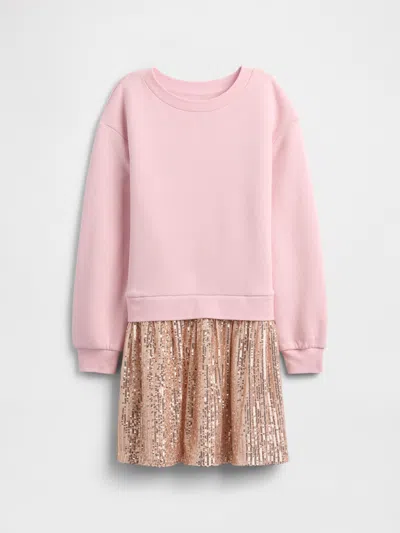 Gap Factory Kids Oversized Sequin Sweatshirt Dress In Pink