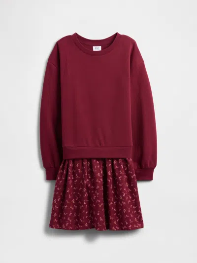 Gap Factory Kids Oversized Sweatshirt Dress In Red