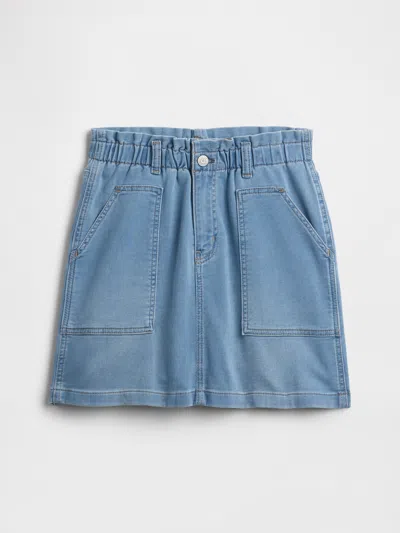 Gap Factory Kids Paperbag Sweatpant Jean Utility Skirt In Blue