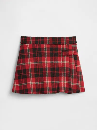 Gap Factory Kids Plaid Pull-on Pleated Skort In Red