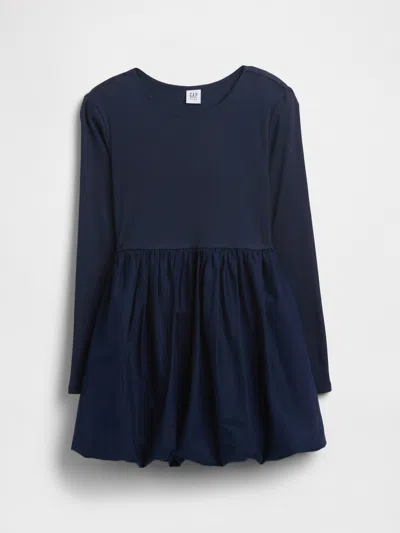 Gap Factory Kids Puff Sleeve Bubble Dress In Blue