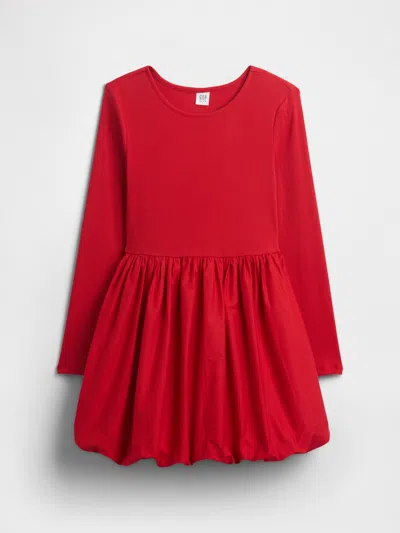 Gap Factory Kids Puff Sleeve Bubble Dress In Red