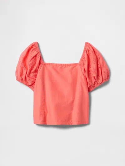 Gap Factory Kids Puff Sleeve Top In Red