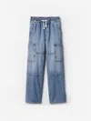 Gap Factory Kids Pull-on Baggy Cargo Jeans In Blue